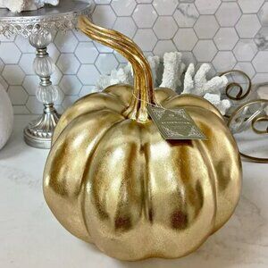 NEW! EXQUISITE LARGE STATEMENT GOLD PUMPKIN DECOR